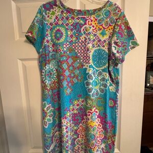 Jude Connally Turquoise Pink Multicolor Medallion Print Mini Dress